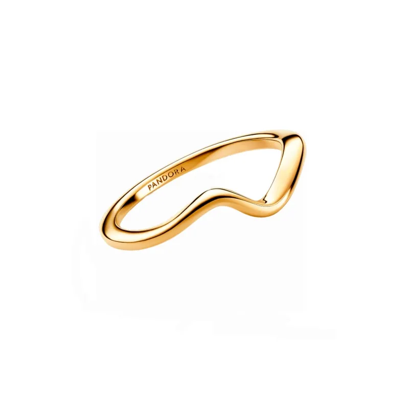 Anillo Pandora Ola Pulida con recubrimiento oro 163095C00