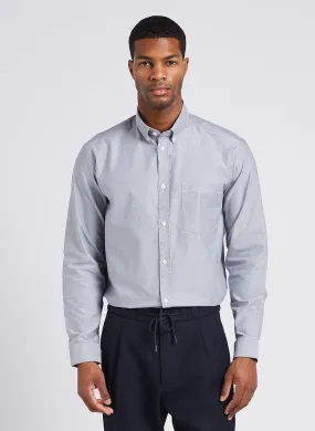 AU PRINTEMPS PARIS DOXFORD - Camisa recta de algodón con cuello americano en gris