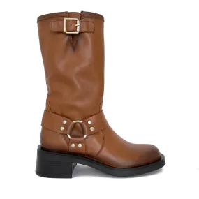 BOTA MOTERA CANELA MUJER