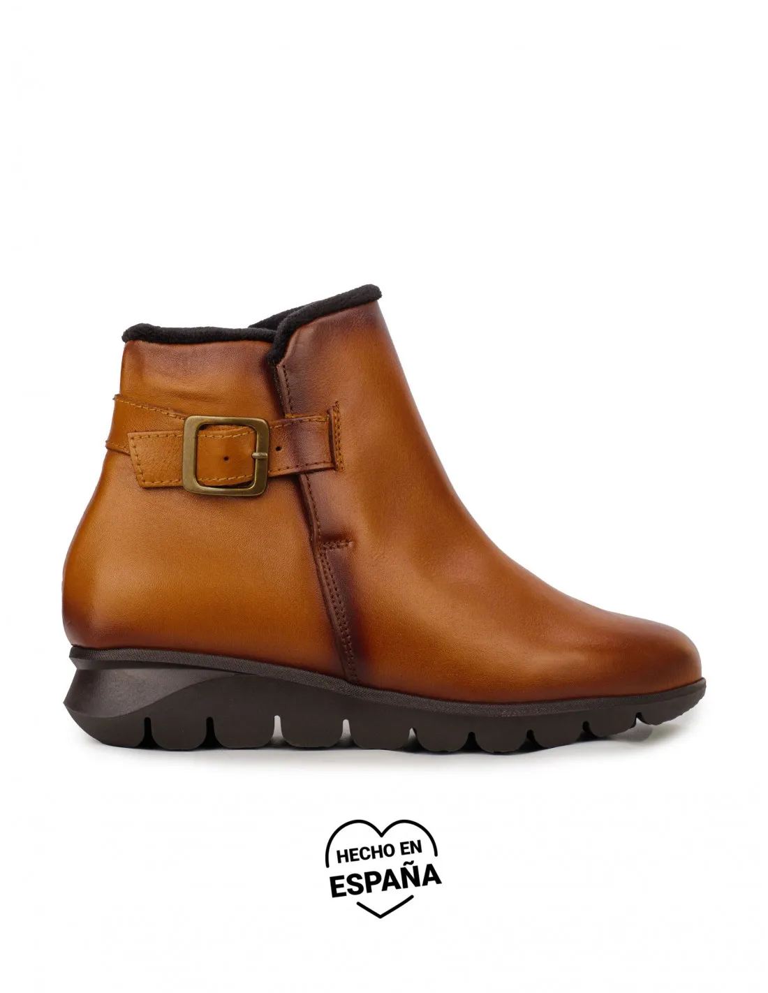 Botines Piel Hebilla Lateral Cuero