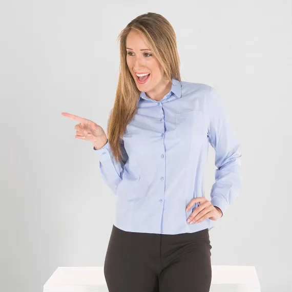 Camisa de mujer manga larga en FIL A FIL con bolsillo izquierdo UNIFORMES GARY'S Luca