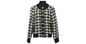 Chaqueta bomber de lana negra con estampado de pata de gallo adornada con botones de Balmain 