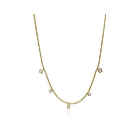 Collar de acero quirúrgico dorado con abalorios de circonitas