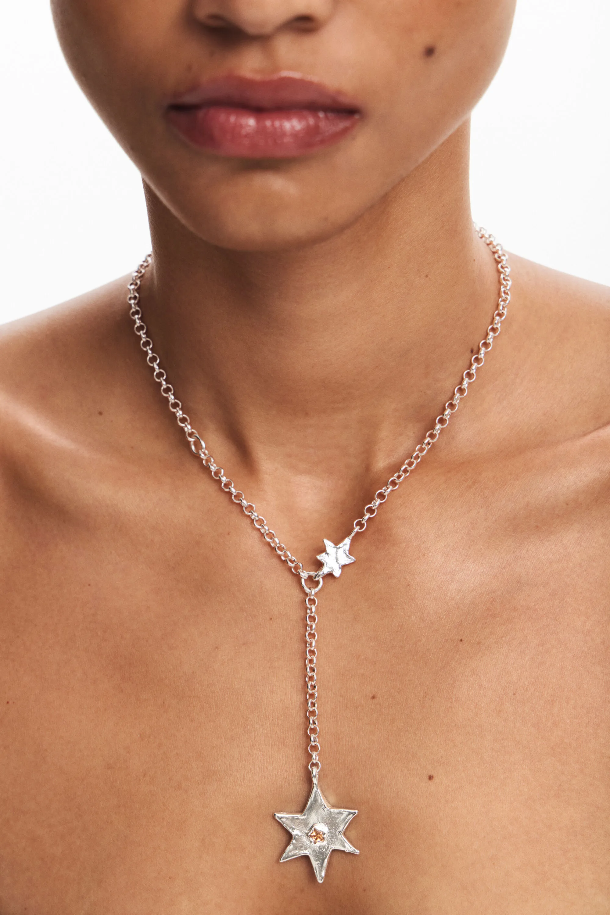 Collar estrella y corazón baño plata Zalio
