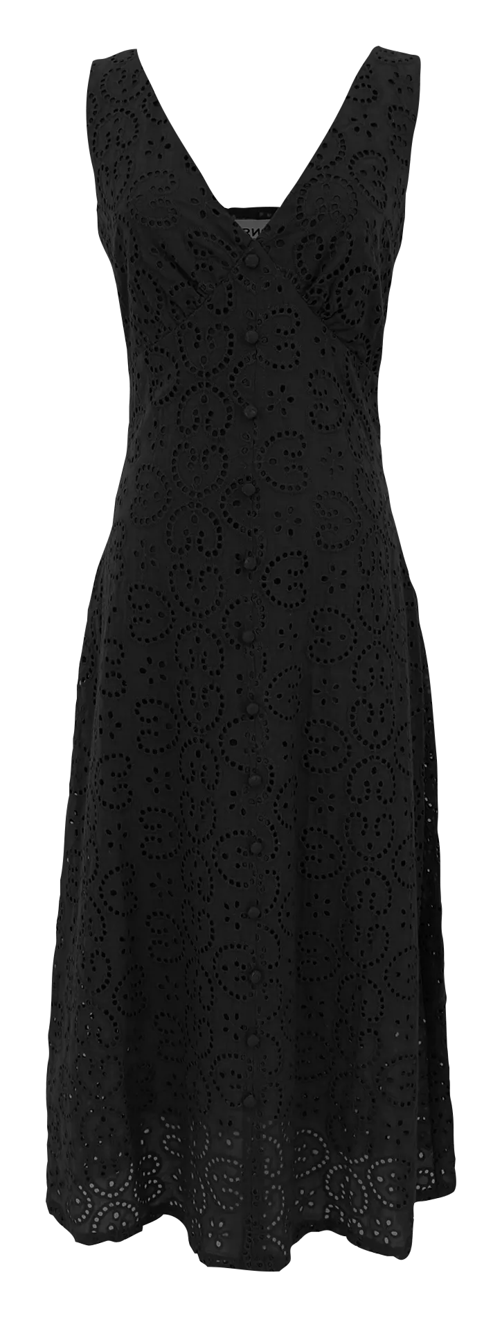 CRISTA - Vestido midi ceñido de algodón bordado en negro
