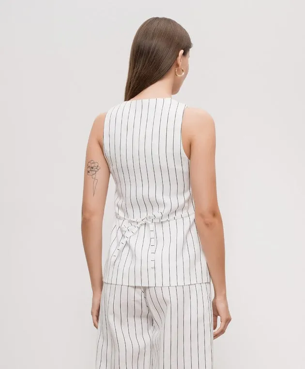 Faithfull Maya Trani white striped linen vest