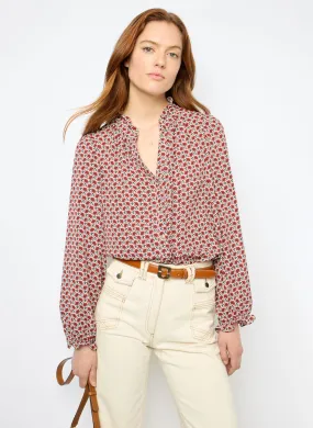 GERARD DAREL BELLY - Camisa estampada con cuello tunecino recto en beige