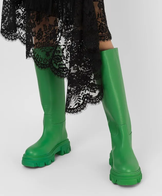 Gia Borghini Perni 07 light green leather boots
