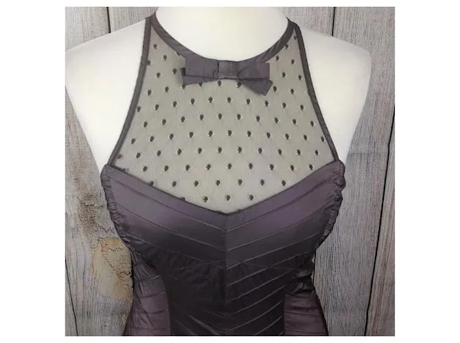 KAREN MILLEN Vestido para ocasiones especiales ajustado con dobladillo de burbuja marrón original para mujer Reino Unido 8 Casta