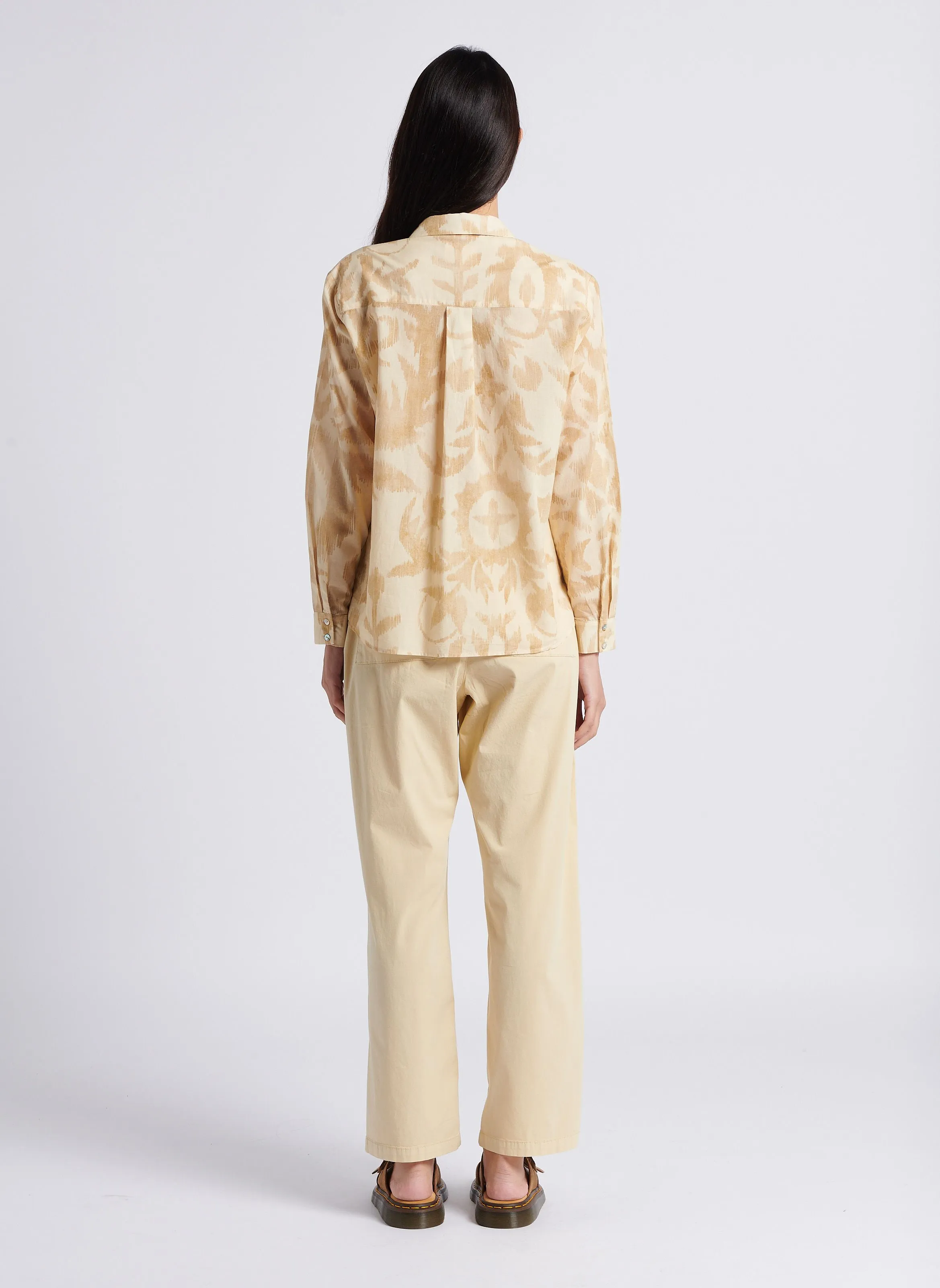 MAISON 123 COLETTE BIS - Camisa de algodón estampada con cuello clásico en blanco