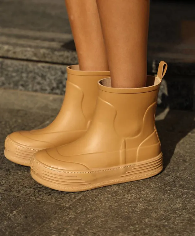 Palm Angels Brown boots with embossed logo