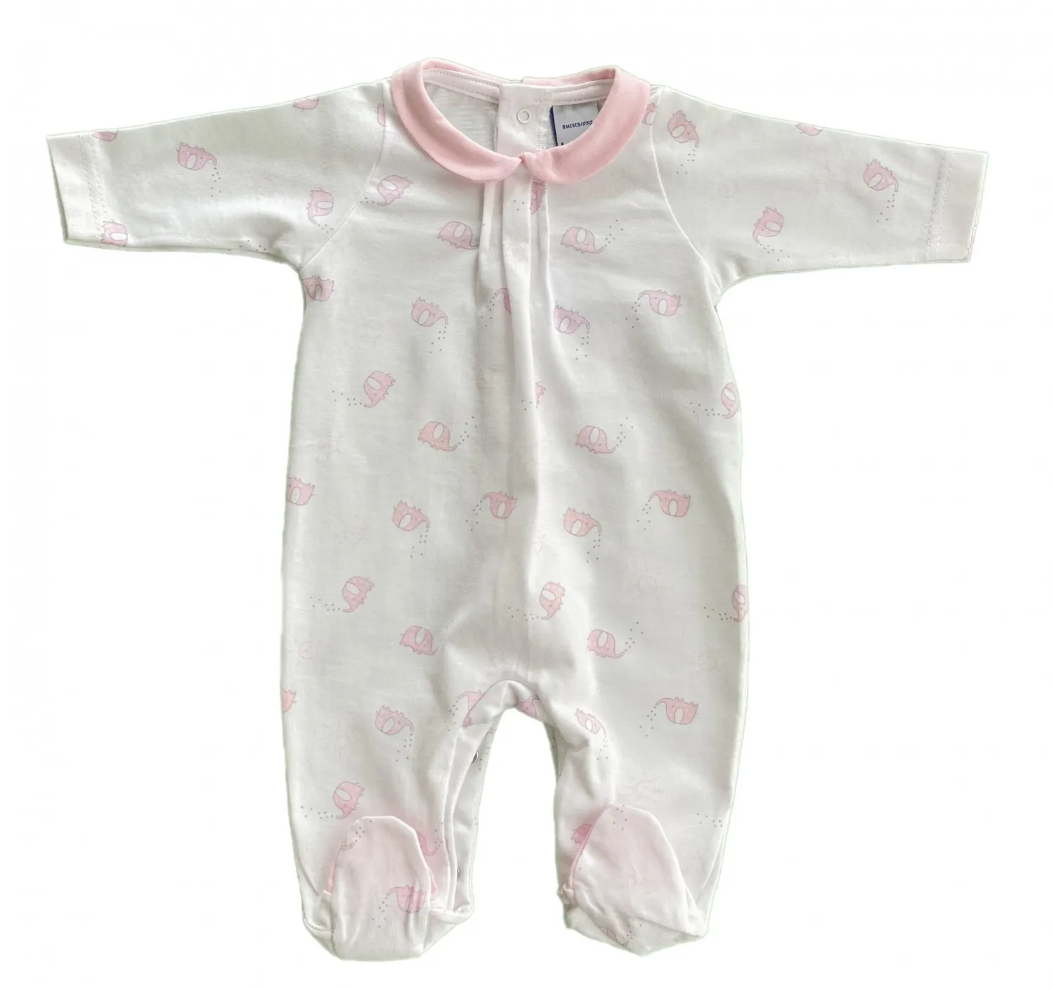 Pelele unisex de Algodón, estampado elefantes. Tres colores. P-Verano