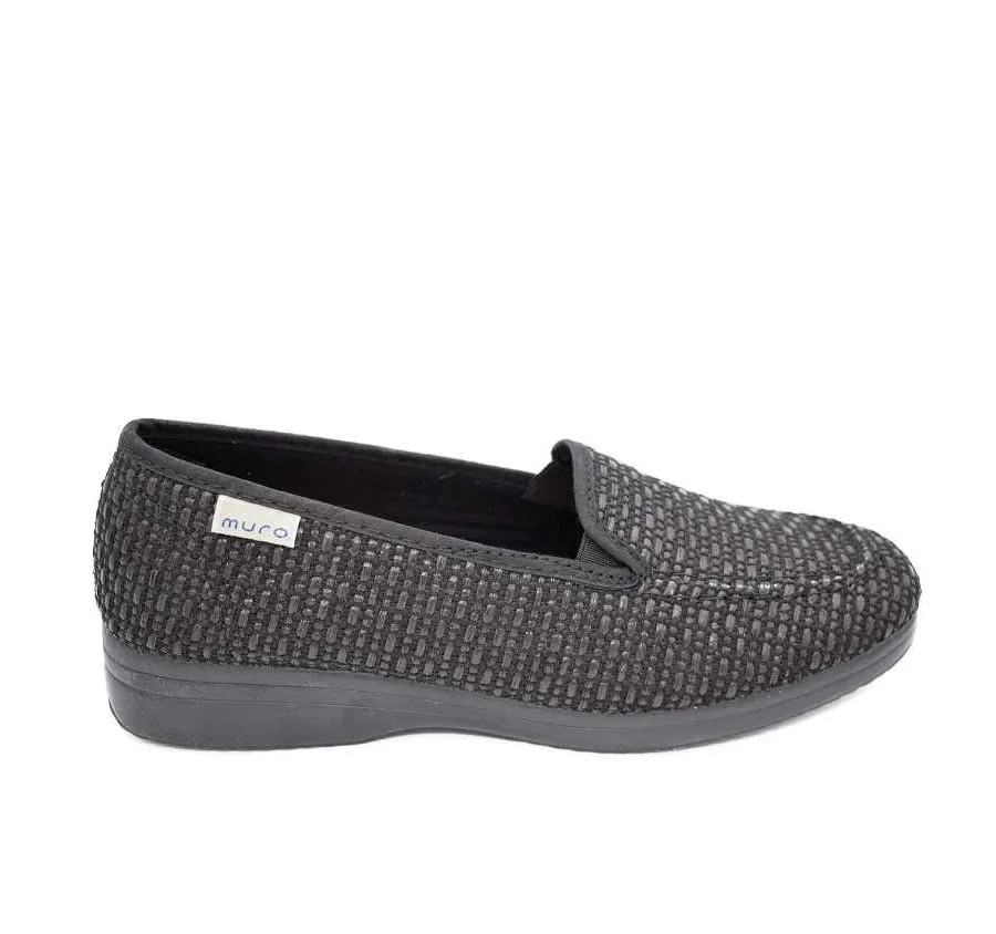PLAYERA MURO 805 DE CALLE PARA MUJER ZAPATILLA SANDALIA RAFIA ELÁSTICO NEGRO 21500