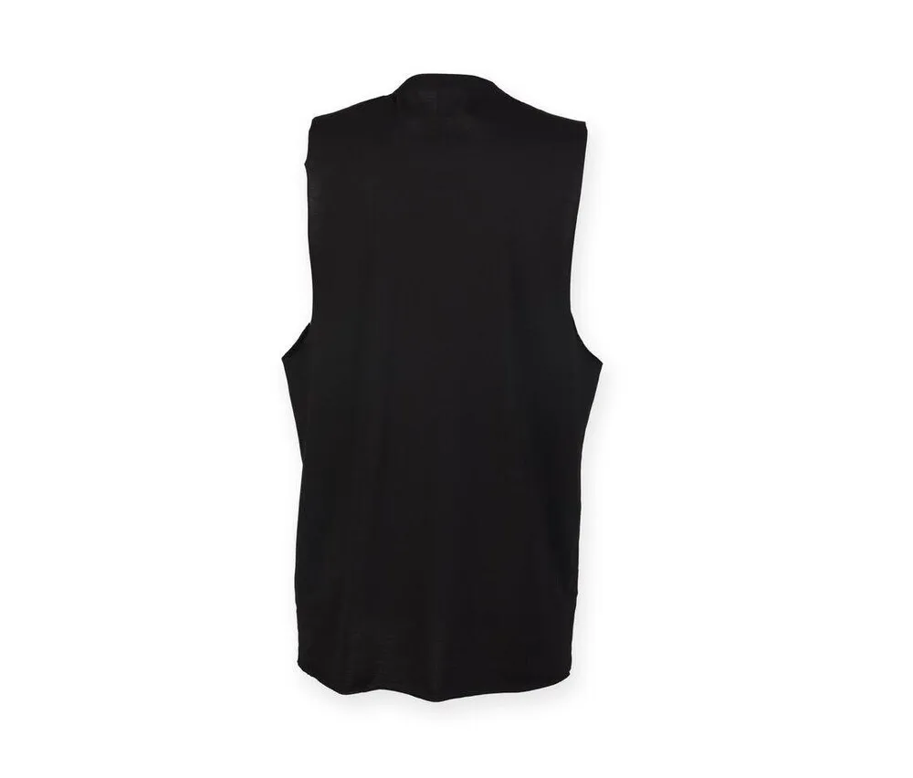 SF Men SF232 - MEN’S HIGH NECK SLASH ARMHOLE VEST - Black