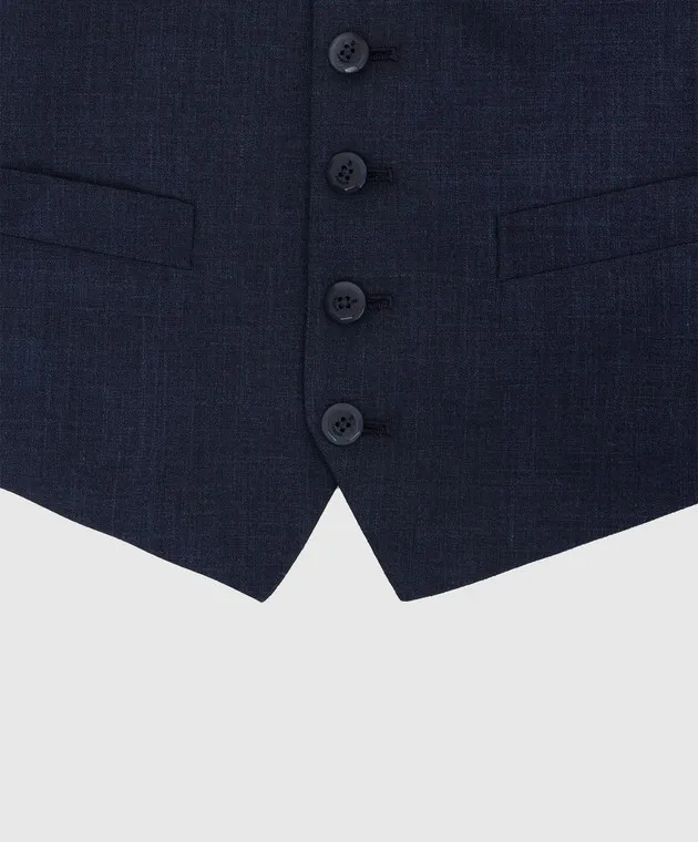 Stefano Ricci Children's navy blue wool, silk and linen vest
