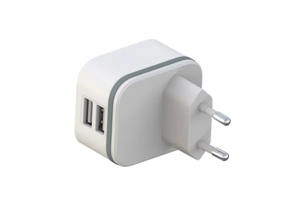 USB charger, with 2 USB ports, 5 V 4.8 A 24 W, ideal for mobile phones, smartphones, tablets, GPS and more, short circuit protec