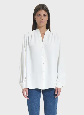 ZAPA TIBERINA - Camisa con cuello tunecino en blanco
